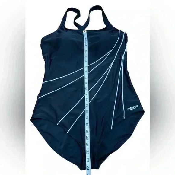 NWOT Roots, Black & White Contour Line One Piece Swimsuit, Size 14  ☀️ - Picture 8 of 9